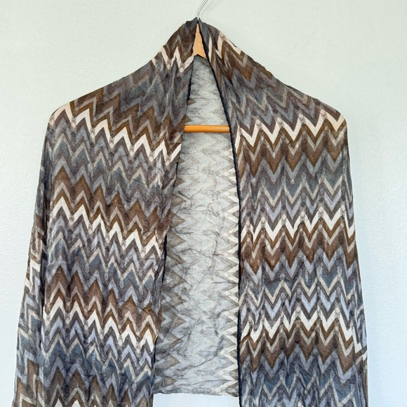 Missoni Cashmere Boho Earth Tone Chevron Striped Scarf - Picture 4 of 10